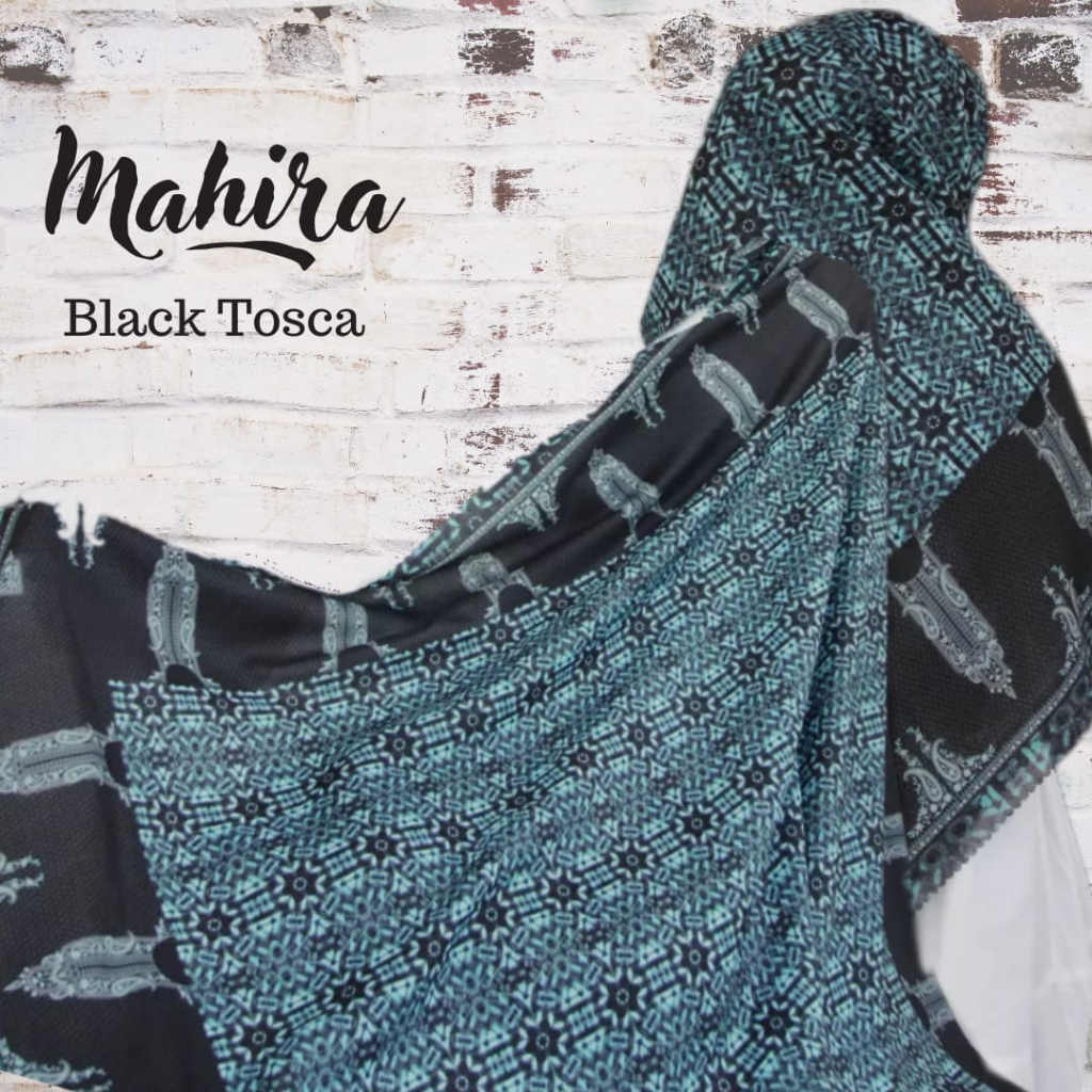 Kerudung - Hijab Black Tosca - jilbab segiempat voal motif syari 140x140 cm