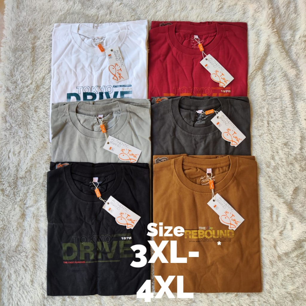 Kaos Pria Ie Tuna Size Jumbo Kaos Ie Tuna Jumbo Size XXXL dan XXXXL Kaos Big Size Pria 3XL dan 4XL