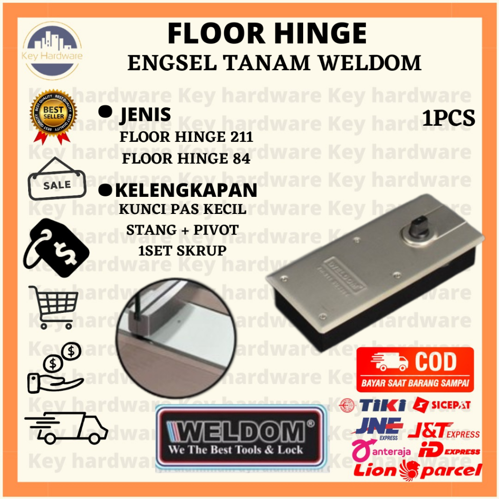 Engsel tanam 84 pintu kaca weldom atau floor hinge 84 weldom
