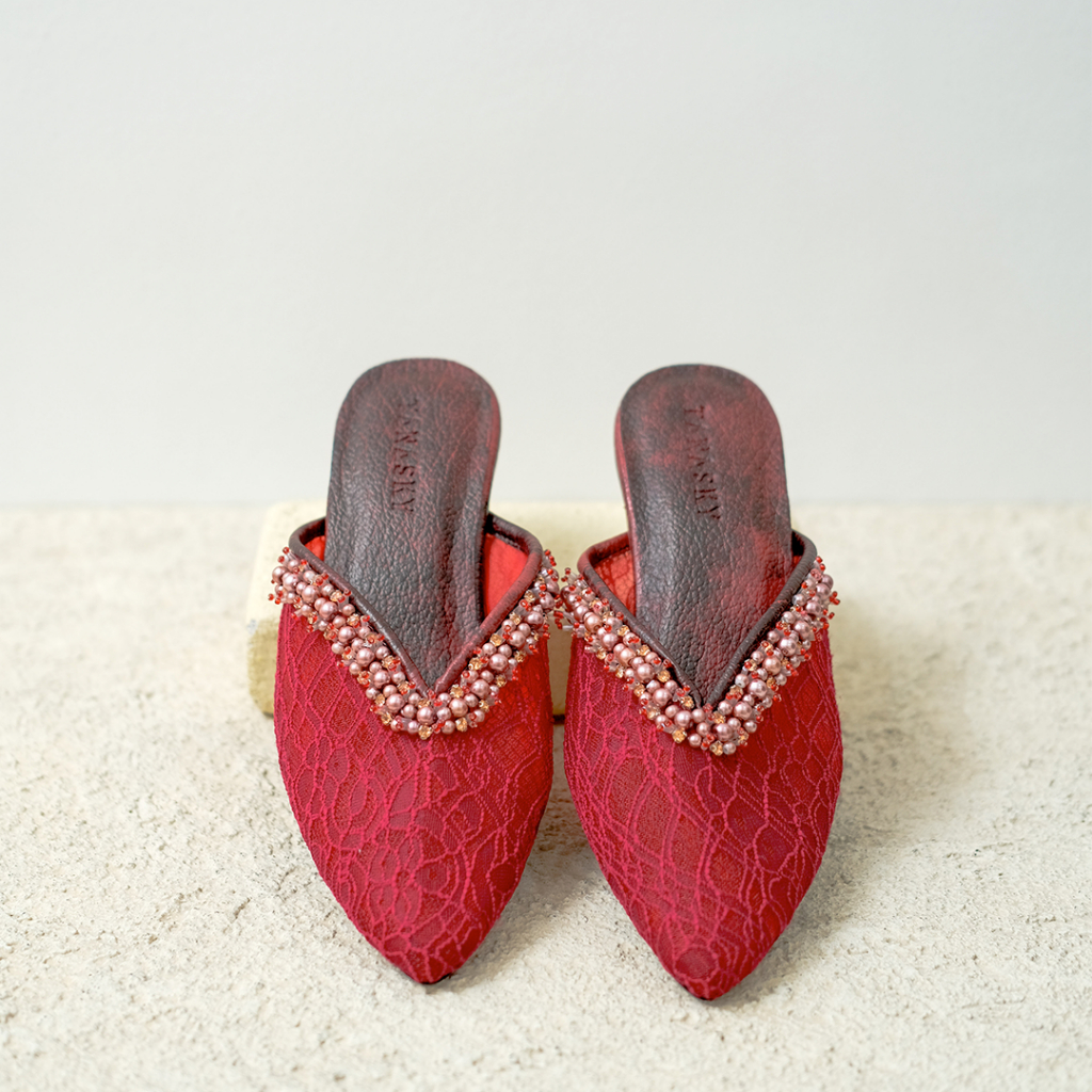 TANASKY - MARWAH MAROON - Block Heels Wedding Shoes