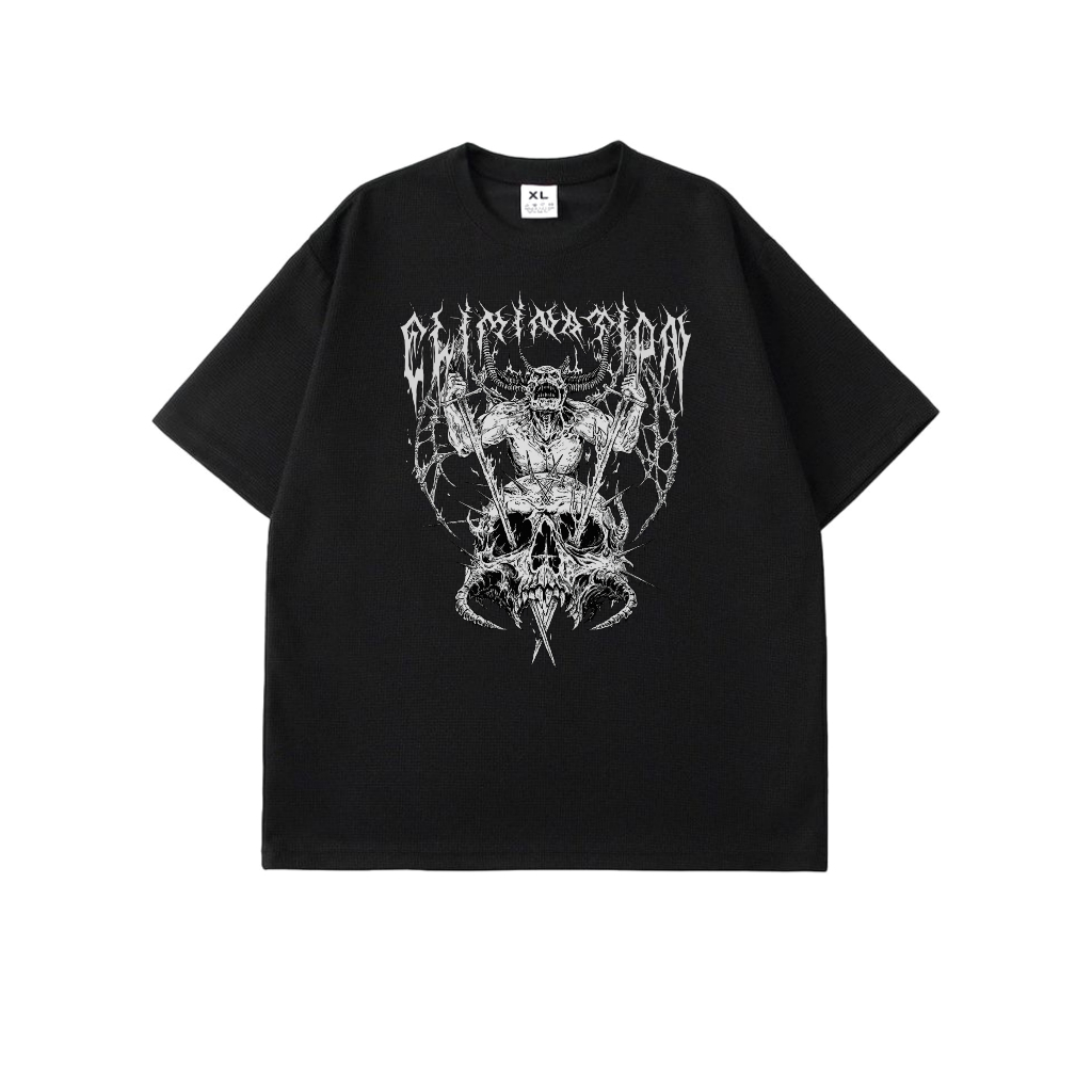 Kaos Distro Metallic ELIMINATION/T-shirt Pria Metal Akar/Baju Kaos Skull Elimination Vers/1SECOND T-