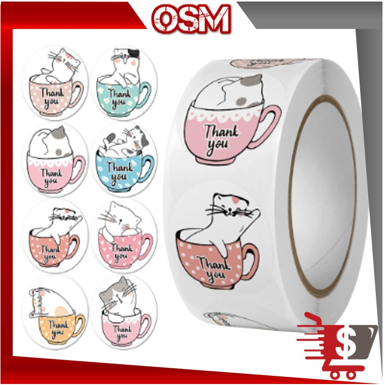 

OSM - 5195 500 PCS Stiker Thank You / 1 Roll Stiker Thank You / Sticker Thank You