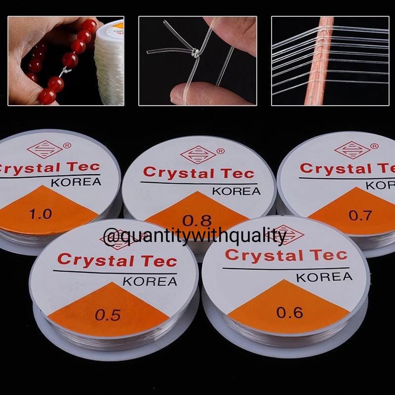 Tali Karet Bening Senar Elastis Crystal Tec Korea 0,6mm - 1,0mm Bahan Kerajinan Diy