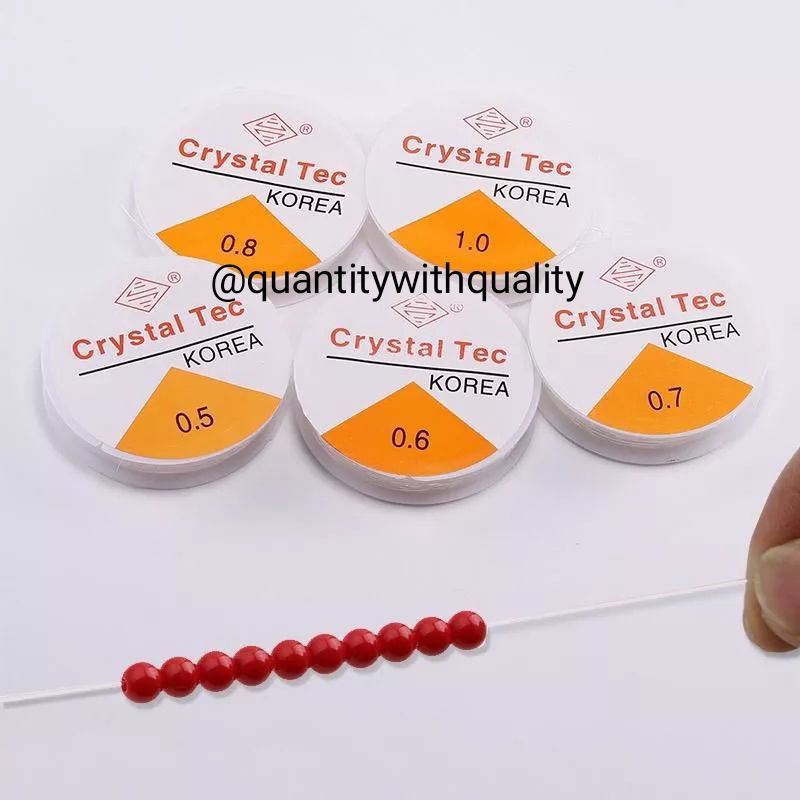 Tali Karet Bening Senar Elastis Crystal Tec Korea 0,6mm - 1,0mm Bahan Kerajinan Diy