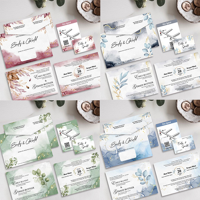 undangan amplop + isi hardcover / undangan amplop isi softcover / undangan amplop murah watercolor e
