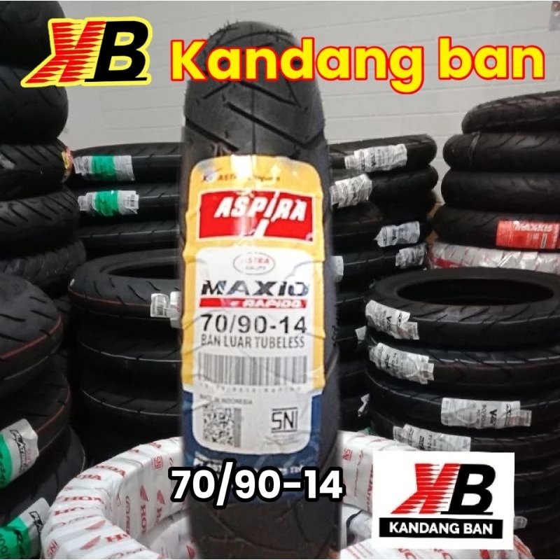 BAN TUBLES MATIC ASPIRA MAXIO RAPIDO 70/90-14 , BAN BARU, FREE PENTIL