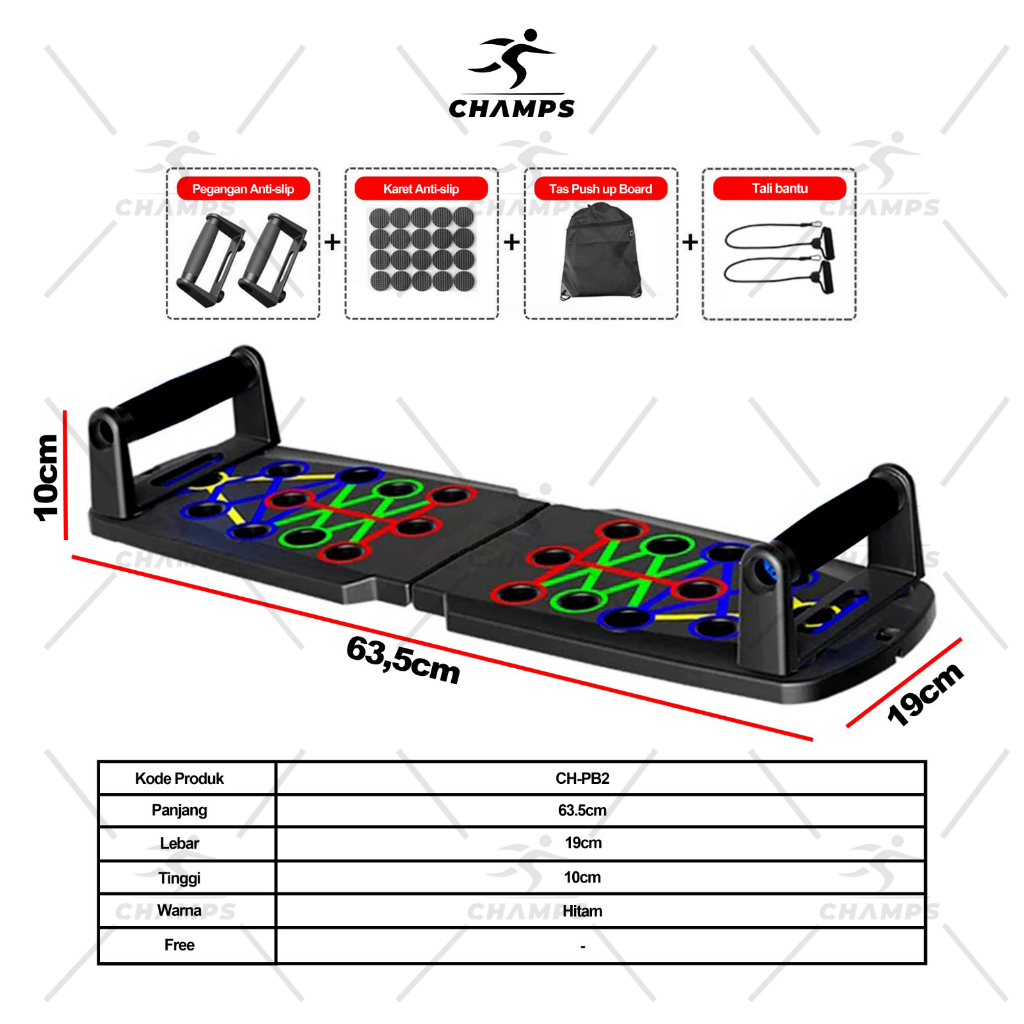 CHAMPS alat bantu untuk Push Up Board Push Up Stand Bar Alat Bantu Push Up Bar Olahraga Fitness Pegangan Push Up