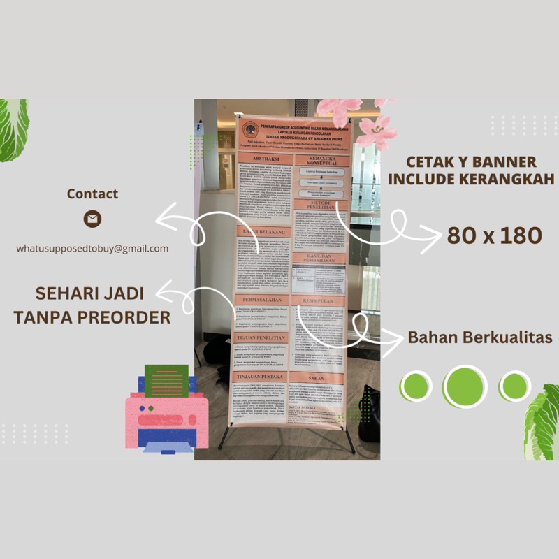 SEHARI JADI Cetak Spanduk Y banner + Tiang 80x180 Custom Wisuda Wedding Event