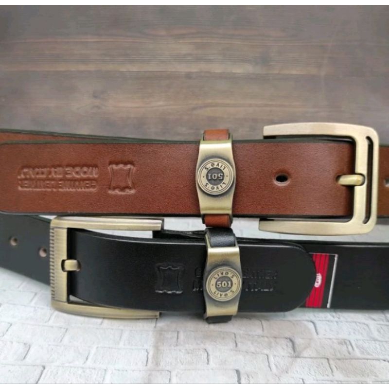 [100% KULIT SAPI ASLI] Ikat pinggang kulit asli pria berkualitas gesper kulit satu lapis sabuk kulit