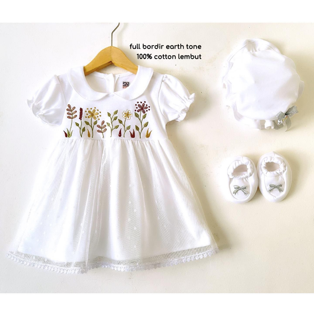 Dress anak rok Gamis Muslim bayi Cewek Perempuan silucubabyshop sweet love bunny pure white aqiqah m