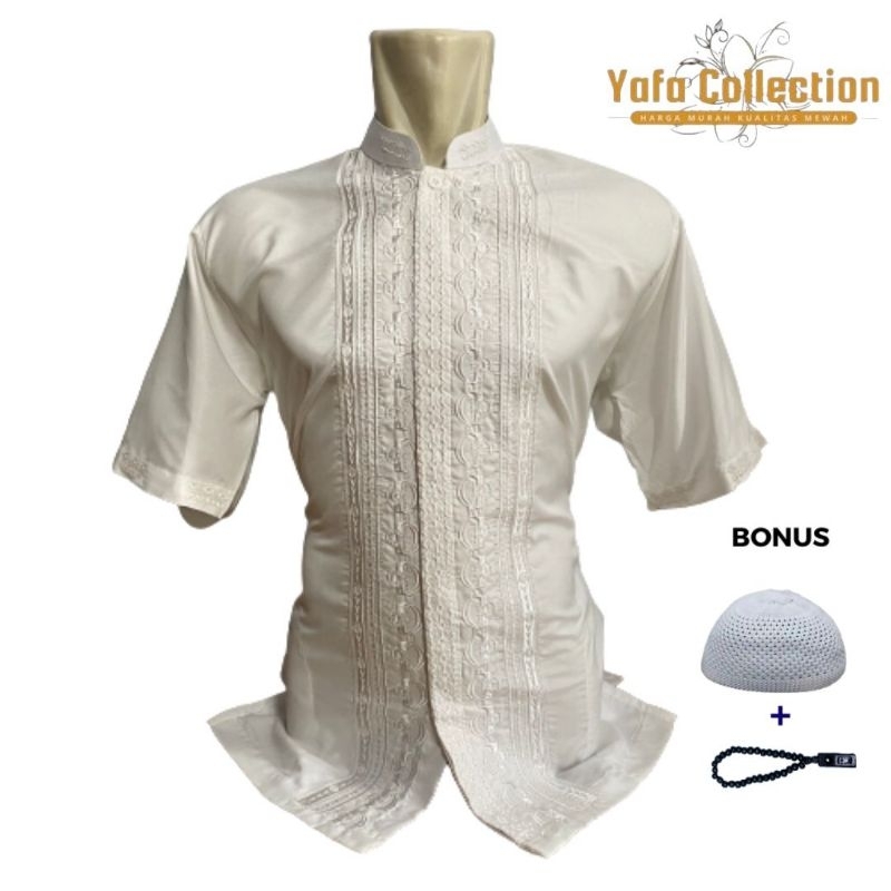 Baju koko bordir/baju koko putih tulang/baju koko lengan pendek senada