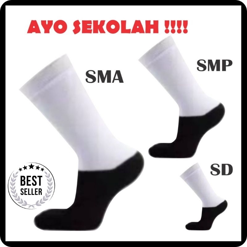 kaos kaki sekolah hitam putih SD SMP SMA SMK sepasang anak anak remaja cotton premium termurah medan