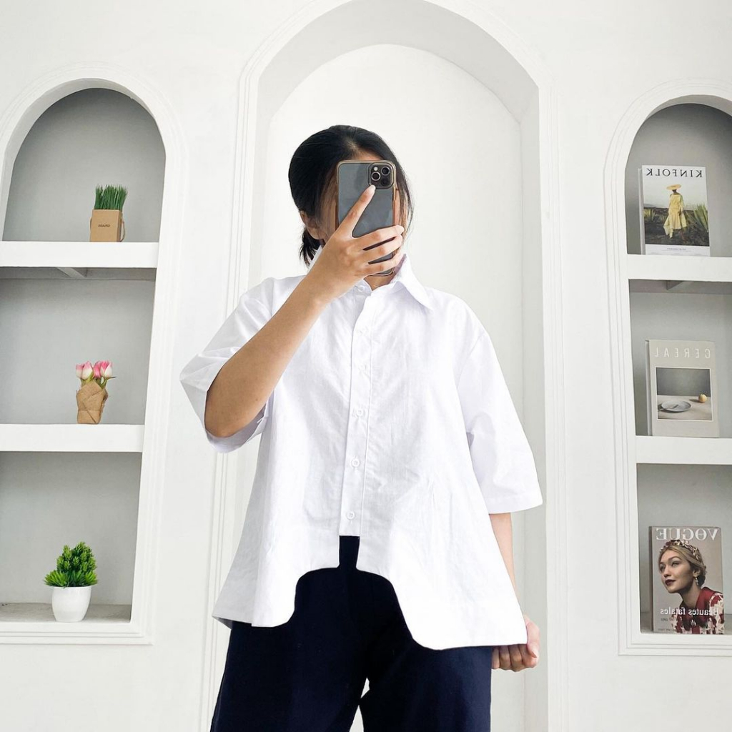 Kemeja Wanita Kekinian Fuji Shirt HS Bahan Kain Katun Paris Size M L XL XXL Kemeja Katun Premium Cas