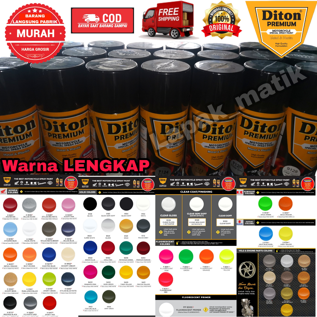 Cat DITON PREMIUM Pilok Pilox Cat Diton Premium Hitam Putih Clear Gold Biru Silver