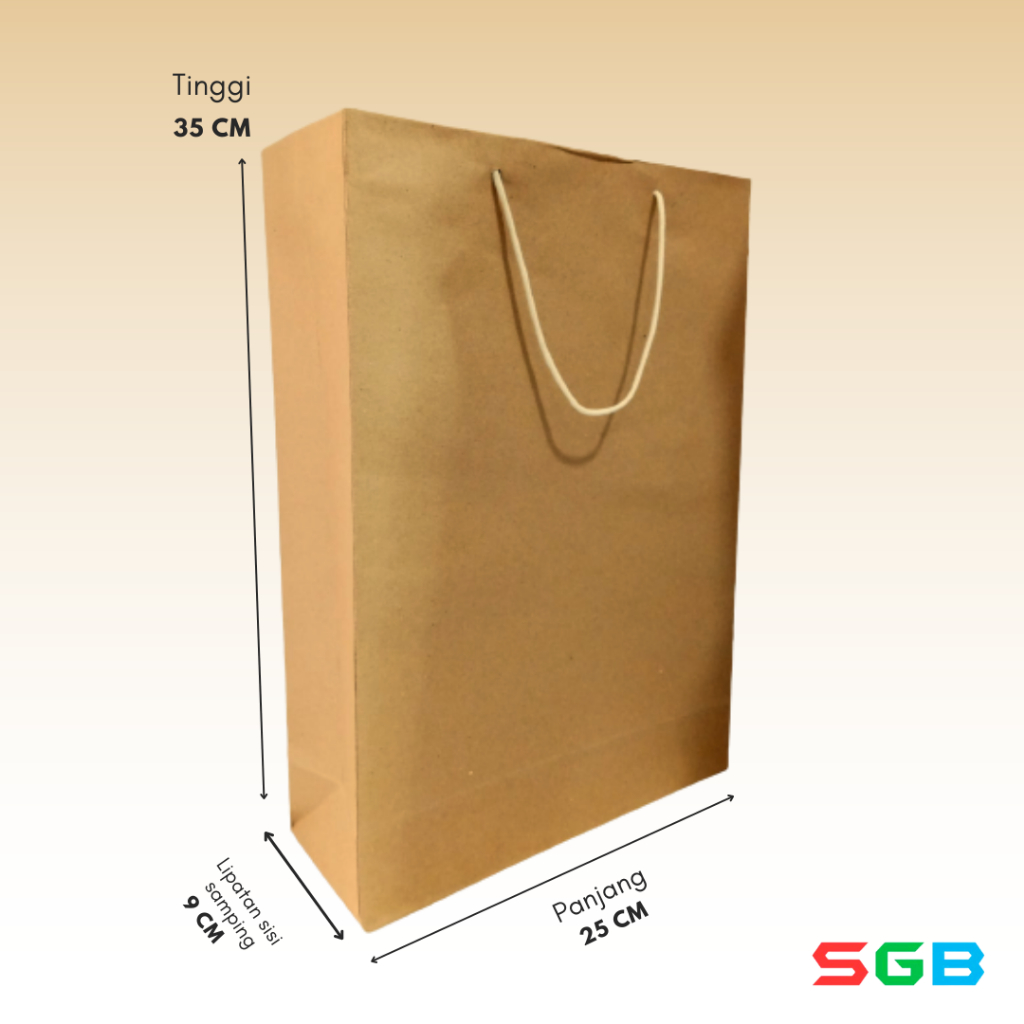 

1 LUSIN (Isi 12pcs) Tas Souvenir PAPERBAG Brown Craft / Coklat Polos UK 25X9X35