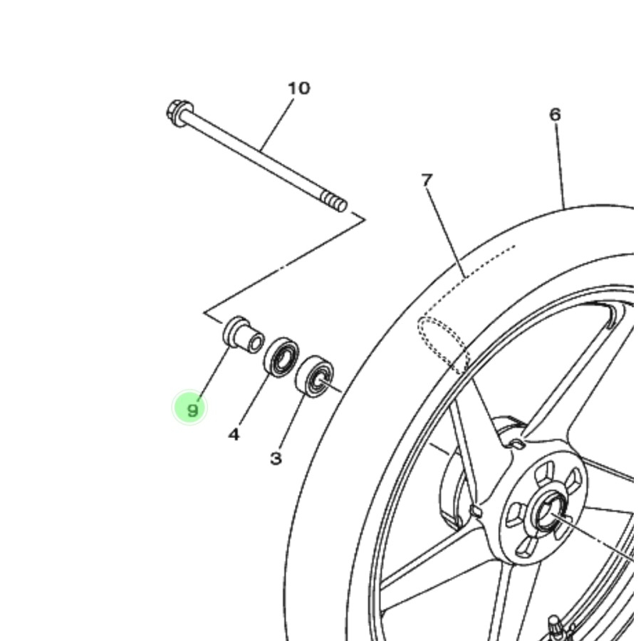 NO 9 COLLAR BOS BOSH RODA DEPAN KANAN VIXION OLD LAMA 3C1 ASLI YAMAHA