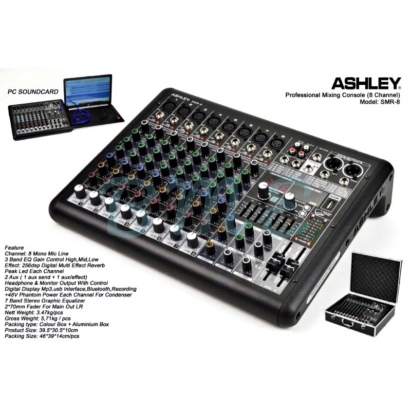 mixer audio ashley smr8 smr 8 (8channel) original ashley garansi 1 tahun