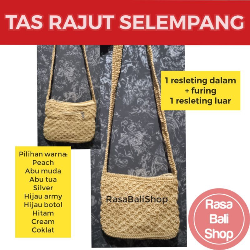Tas Rajut Selempang Wanita, Tas Selempang Wanita, Tas Perempuan, Tas Rajut Nylon