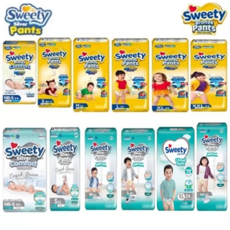 Pampers Sweety pants silver dan Sweety Bronze All size