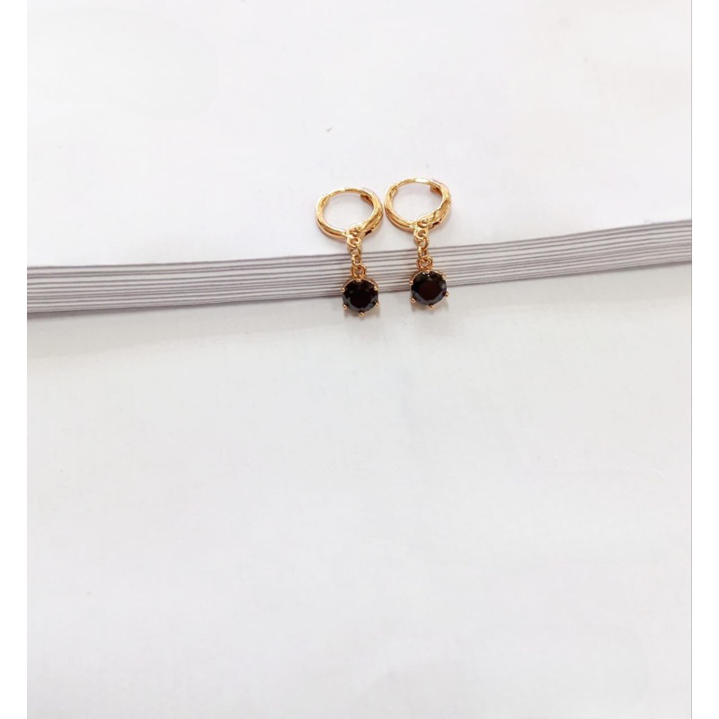 anting gantung titanium berlapis emas anti karat