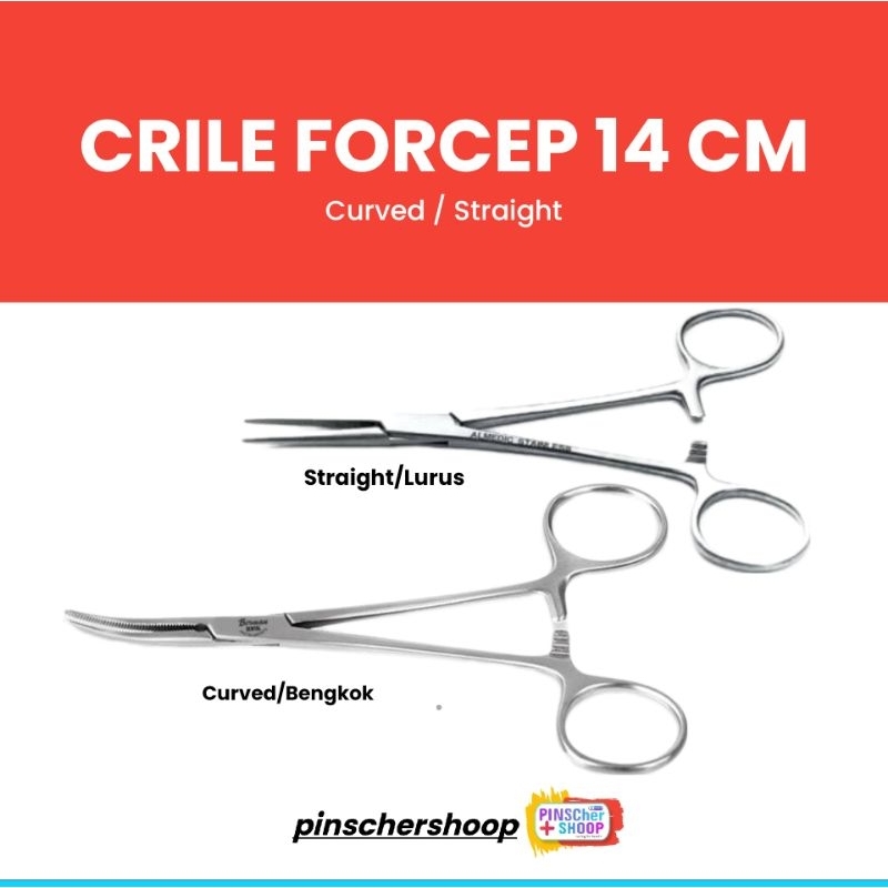 Crile Haemostatic Forcep Gunting Klem Arteri Lurus/ Bengkok Crile Forcep 14 Cm Instrumen
