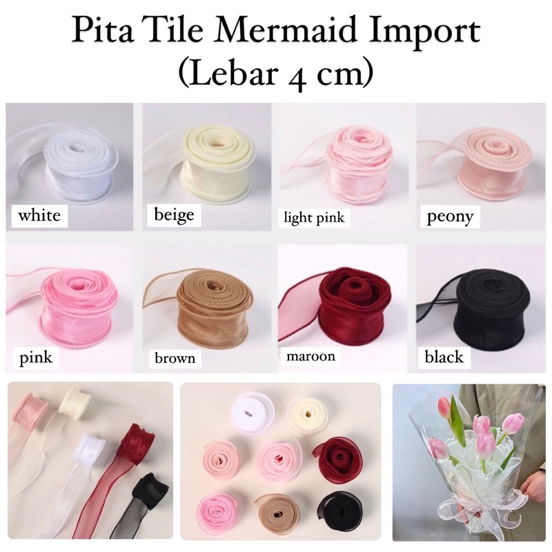 

Pita Tile Mermaid 4cm Premium Import [Ecer per meter] untuk Hampers Buket Kado Natal Kain Besar