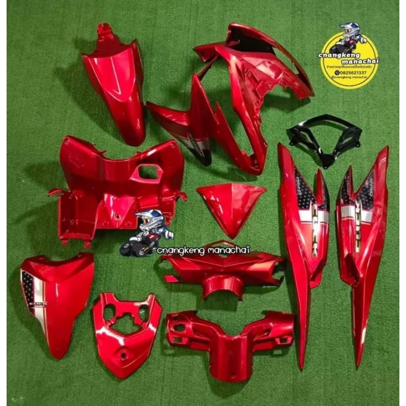 Sepaket Cover Body Halus Merah Candy Motor Vario Techno old 125 2014