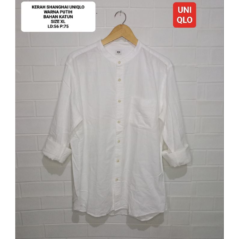 KEMEJA PUTIH SHANGHAI UNIQLO ORI SIZE XL BAHAN KATUN
