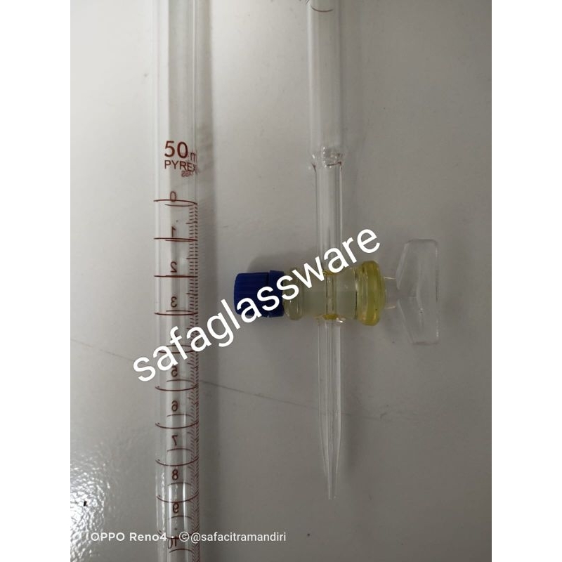 Buret 50ml Pyrex Kran Glass Buret Kaca Pyrex Alat Ukur Kompresi