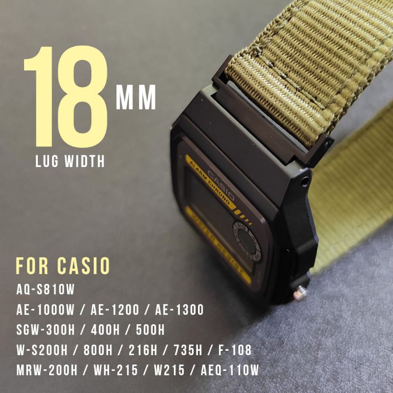Tali Strap Kanvas Nato Casio G-Shock 18mm AE1000 AE1200 W735H W215 SGW