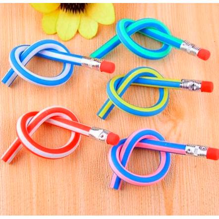 

DHIO - Pensil Lentur Flexible Dengan Penghapus Pinsil Inul Gulung Fleksibel Unik Soft Pencil Alat Tulis Sekolah Anak Bisa Ditekuk