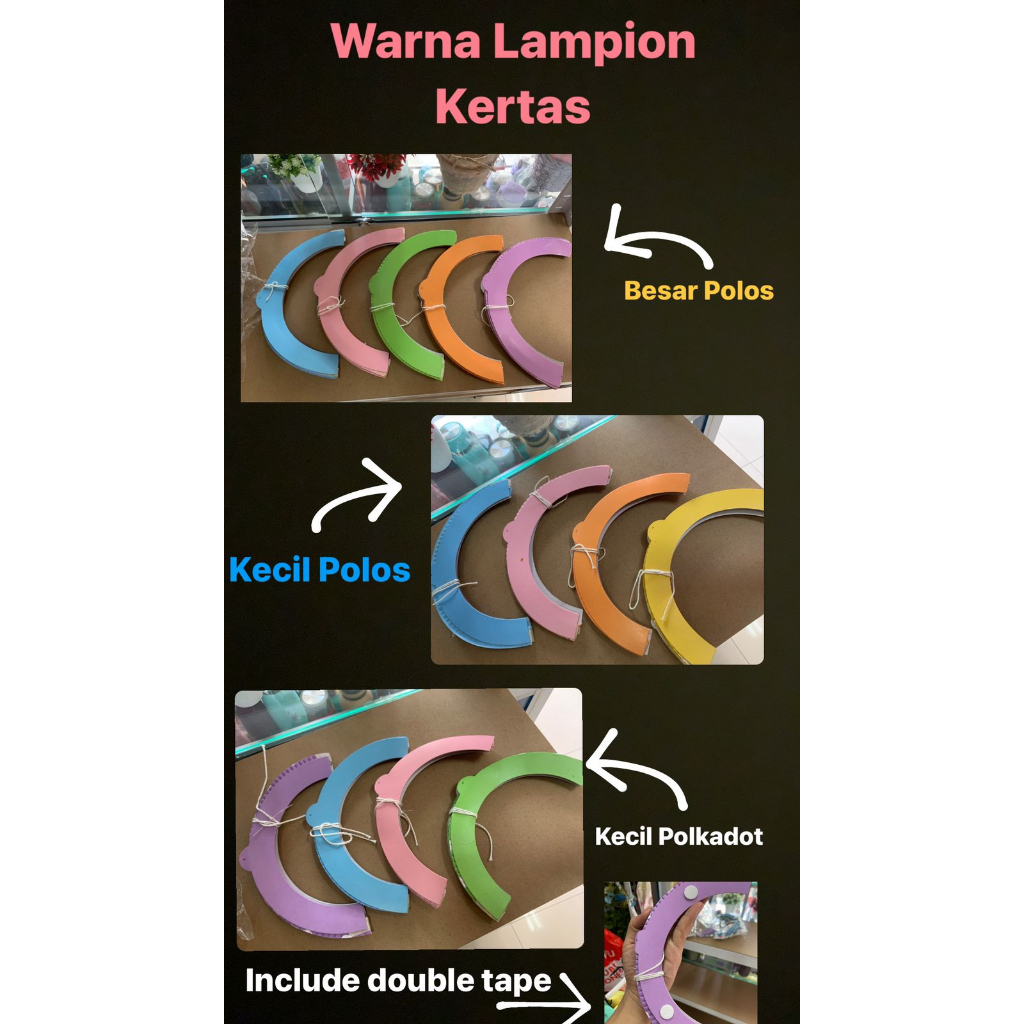 

lampion warna kertas ukuran 20/ 25 cm satuan imam