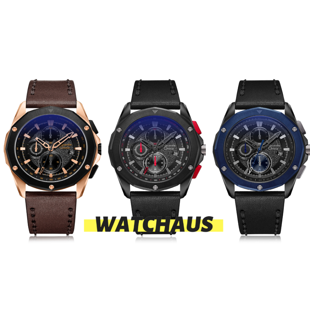 JAM TANGAN PRIA ALEXANDRE CHRISTIE AC6663 AC 6663 MCL ANALOG CHRONOGRAPH LEATHER STRAP
