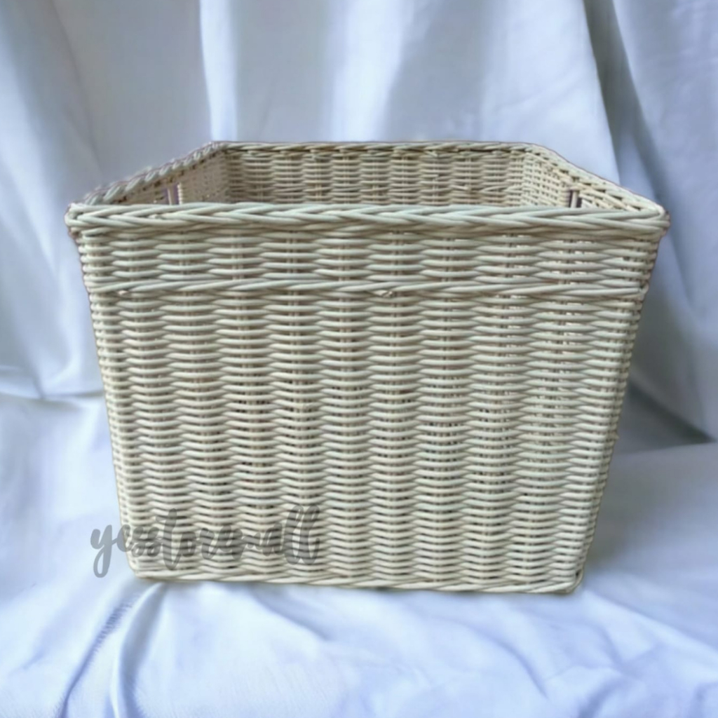 Keranjang rotan kotak persesegi besar jumbo penyimpanan barang serbaguna keranjang laundry 45x45x35