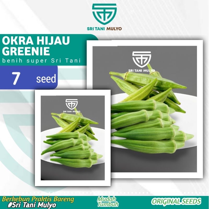 7 Biji - Benih Orka Hijau GREENIE F1 - Bibit Tanaman Sayur Sayuran Buah Okra Bibit Okra Hijau Merah