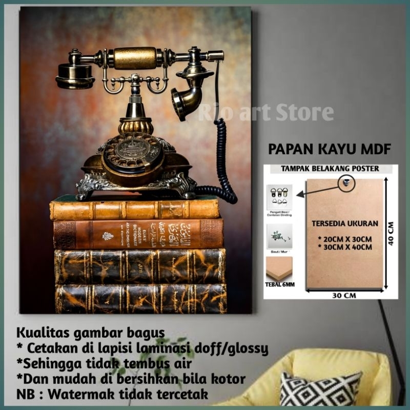 Hiasan dinding bahan papan kayu mdf poster barang jadul dan antik untuk walldekor atau pajangan dind