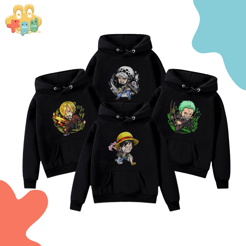 Jaket Anak Laki Laki Anime OnePiece Usia 1 Tahun - 10 Tahun Sweater Hoodie Anak Bahan Fleece