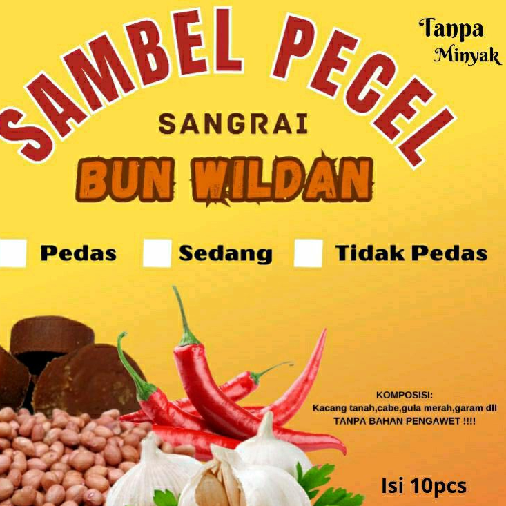 

SAMBEL PECEL KEDIRI BUN WILDAN 450gr( 1kotak isi 10 pcs per pcs 45gr )