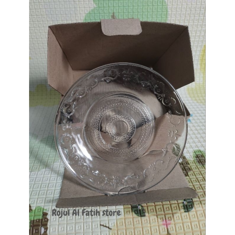 Lepek Kaca Motif Batik/Tatakan Gelas/Lepek Beling