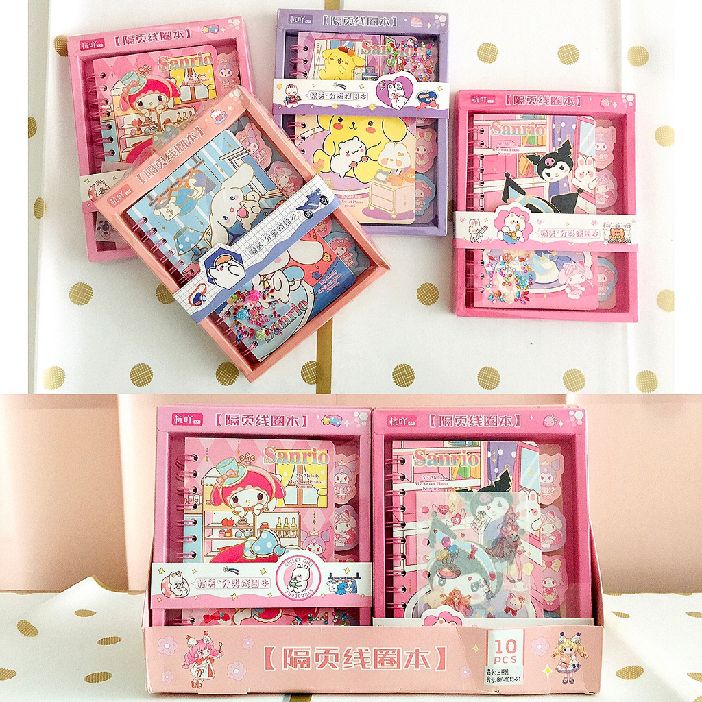 

(A5) NOTEBOOK SPIRAL GY-1013-21 SANRIO + STICKER / BUKU TULIS CATATAN KUROMI CINNAMOROLL