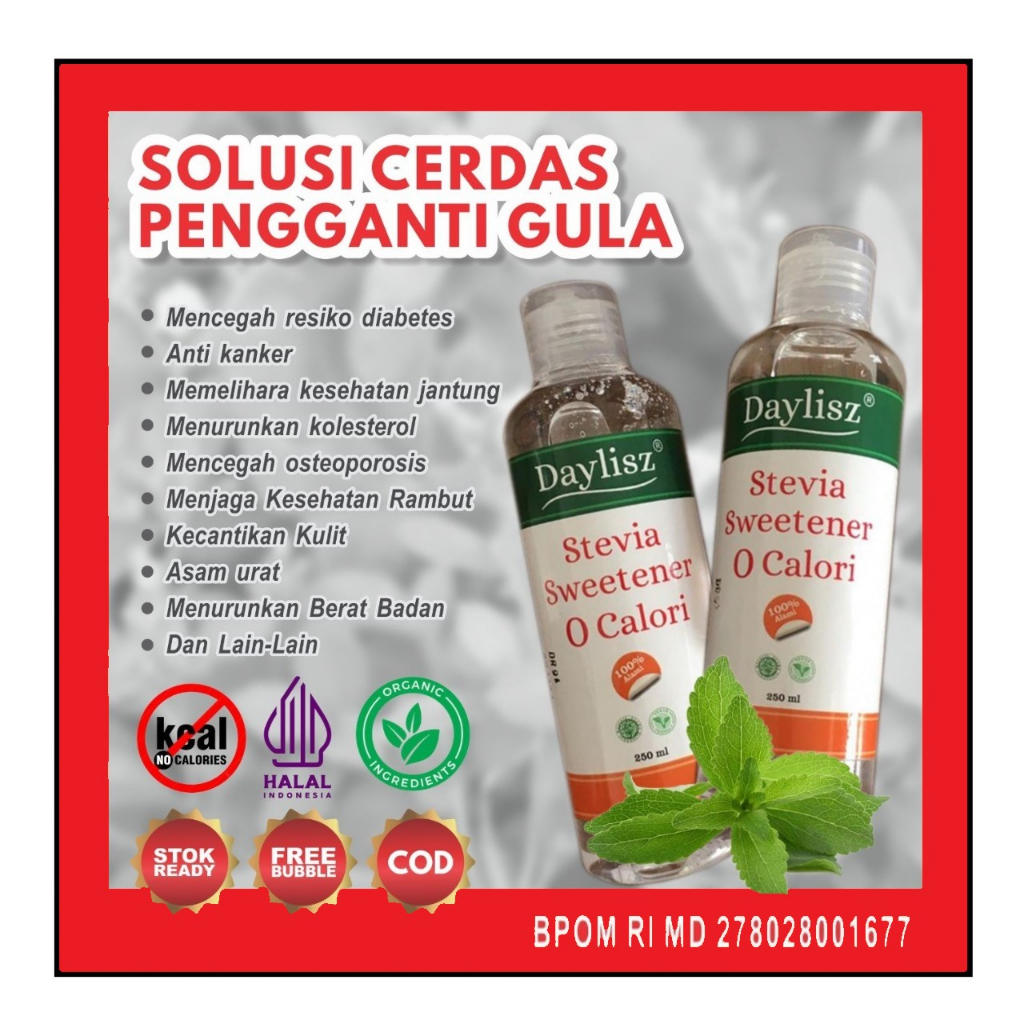

Gula Cair Stevia Sweetener Daylisz 100ml Pemanis Stevia Natural Healty Food
