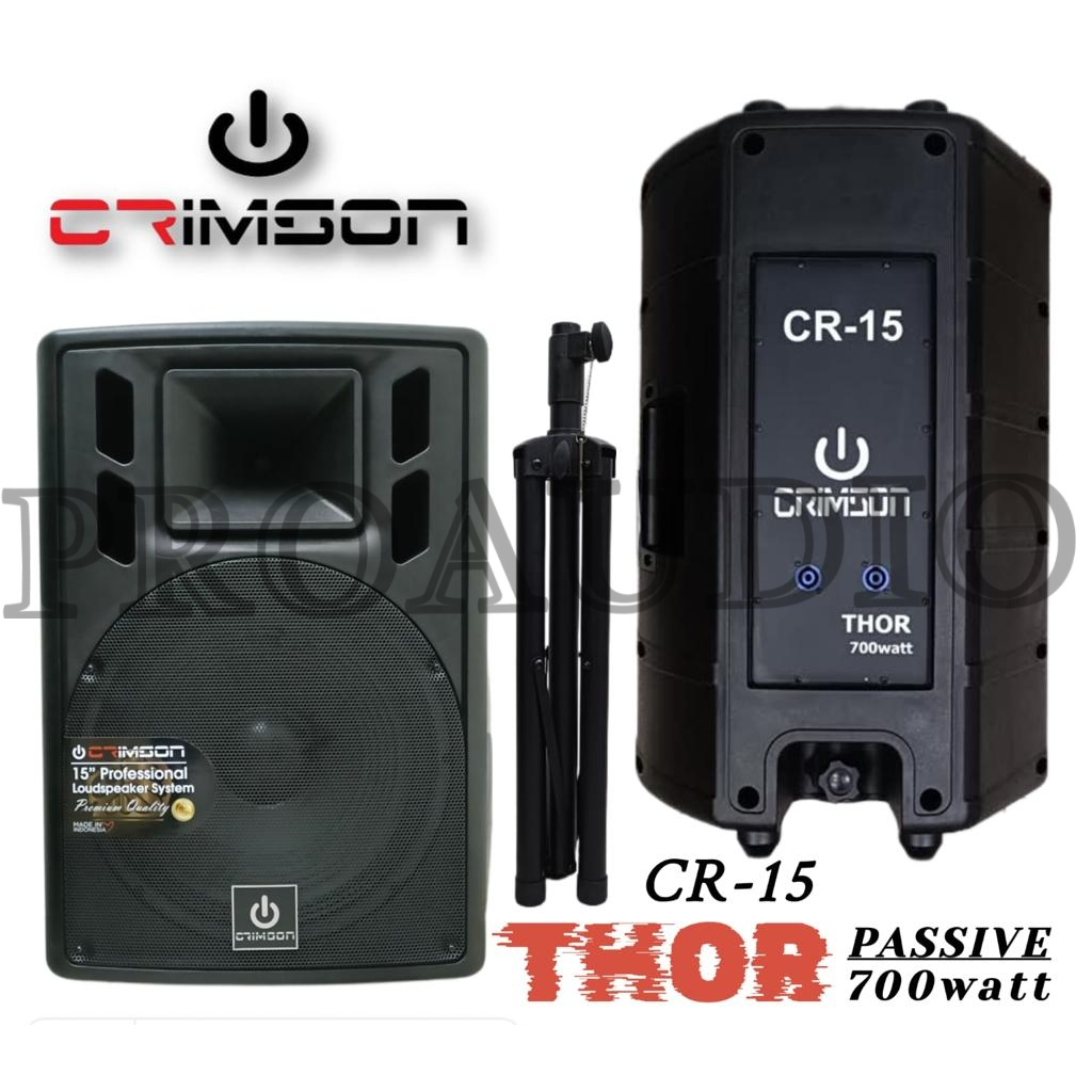 SPEAKER PASIF 15 INCH CRIMSON THOR 700 WATT MODEL HUPER + STAND MIC