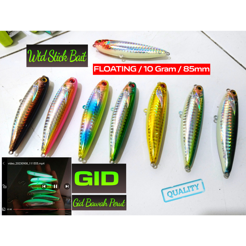 LURE MINNOW WTD Stick Bait Gid Bawah Perut Premium lure 85mm walking the dog