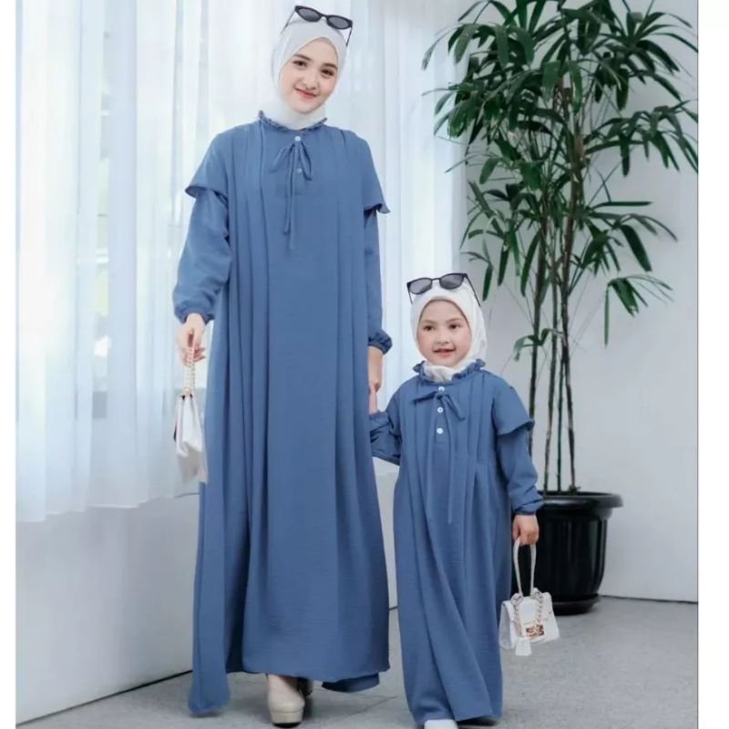 Gamis Couple Crinkle Airflow Baju Gamis Ibu Anak Set syar'i