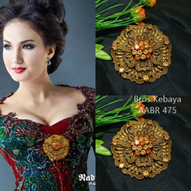 Bros Kebaya / Bros kutubaru / bros perak bakar premium