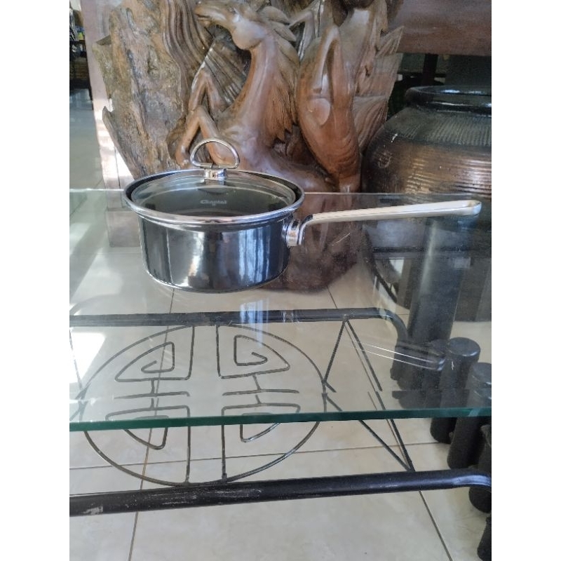 Panci gagang enamel stainless / panci hitam / panci premium tebal