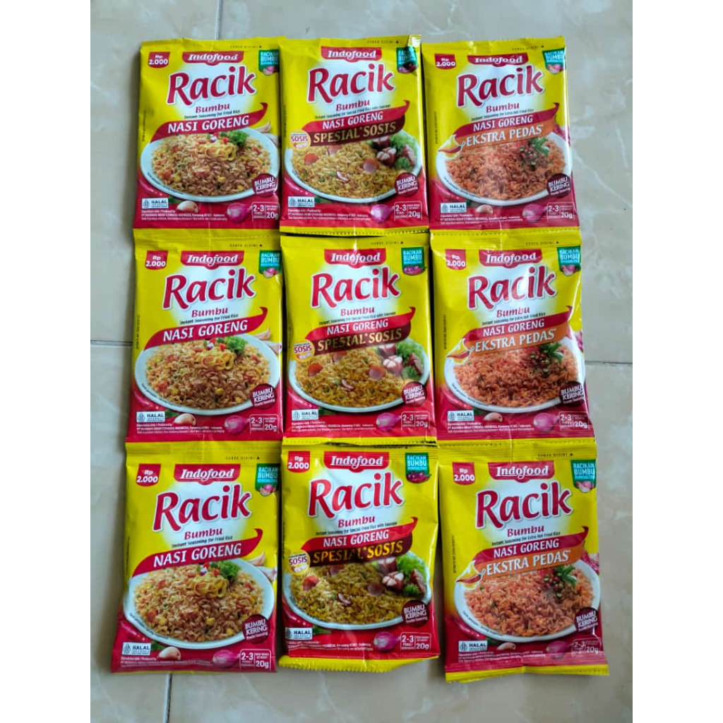 

9 PCS BUMBU RACIK NASI GORENG (NASI GORENG, EXTRA PEDAS, SPESIAL SOSIS)