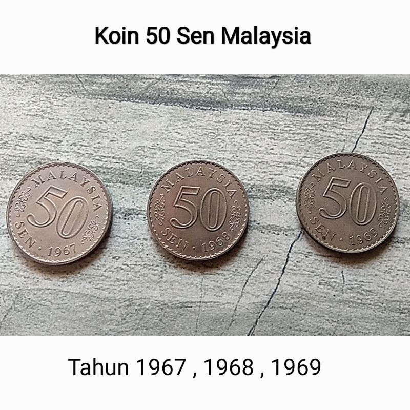 Koin 50 Sen Malaysia Tahun 1967 1968 1969