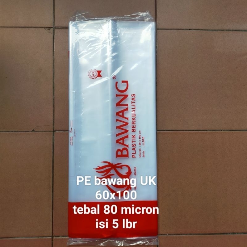 plastik PE bawang uk 60x100 tebal 80 micron