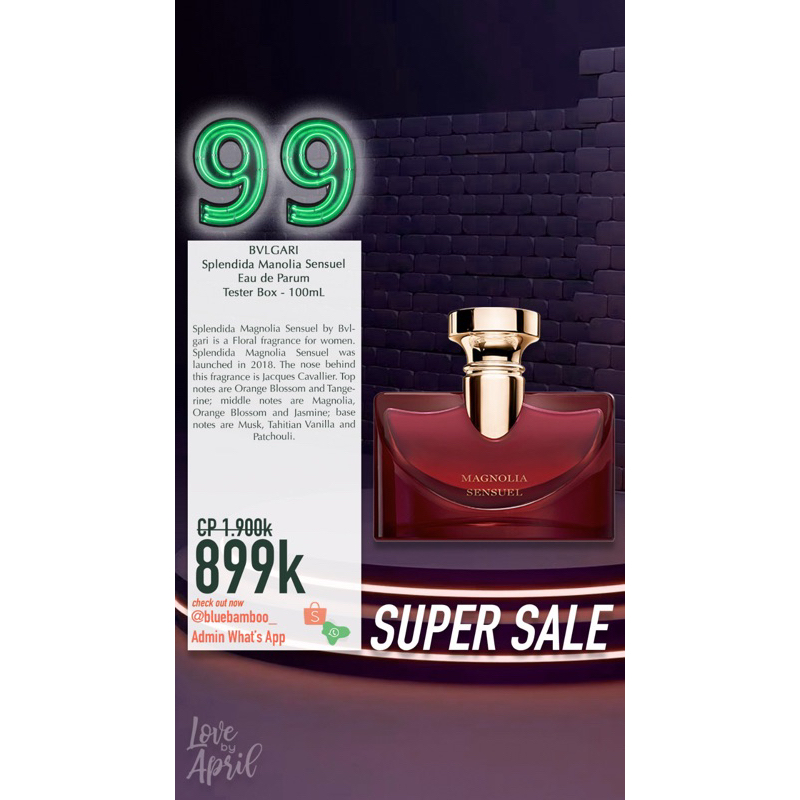 Bvlgari Splendida Magnolia Sensuel 100ml Tester Box